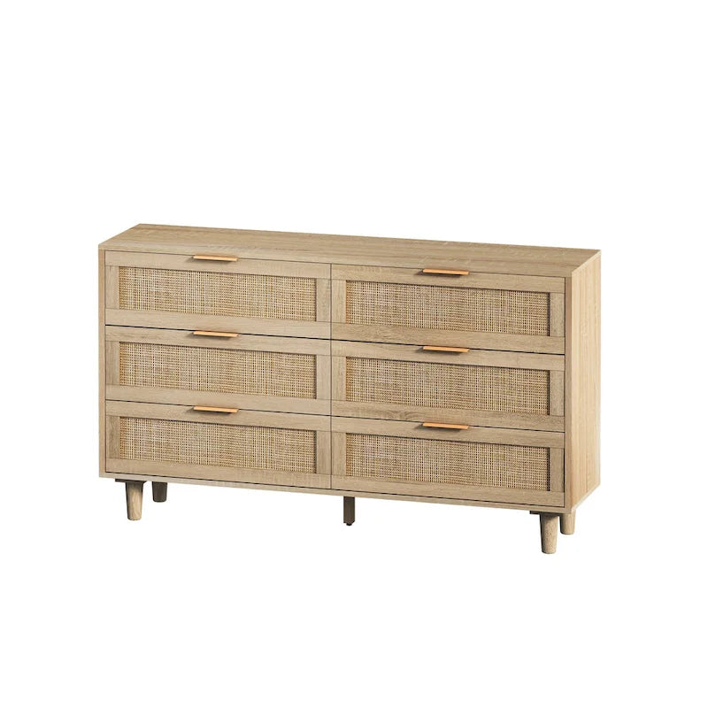 Commode en rotin à six tiroirs de 51,18 pouces