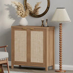 Buffet en rotin avec 2 portes, lot de 2