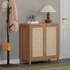 Buffet en rotin avec 2 portes, lot de 2