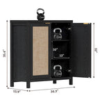 Buffet en rotin avec 2 portes, lot de 2
