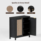 Buffet en rotin avec 2 portes, lot de 2