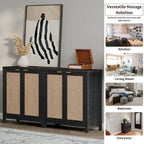 Buffet en rotin avec 2 portes, lot de 2