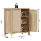 Buffet en rotin avec 2 portes, lot de 2