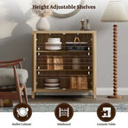 Buffet en rotin avec 2 portes, lot de 2