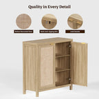 Buffet en rotin avec 2 portes, lot de 2