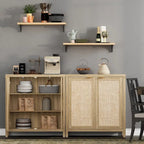 Buffet en rotin avec 2 portes, lot de 2
