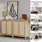 Buffet en rotin avec 2 portes, lot de 2