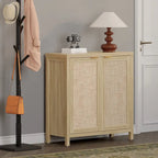 Buffet en rotin avec 2 portes, lot de 2