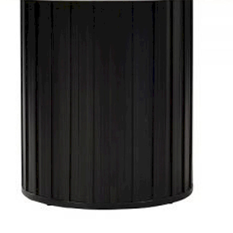 54 Inch Dining Table, Round Faux Marble Top, Black Pedestal Base