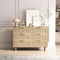Commode de rangement à 6 tiroirs en rotin naturel