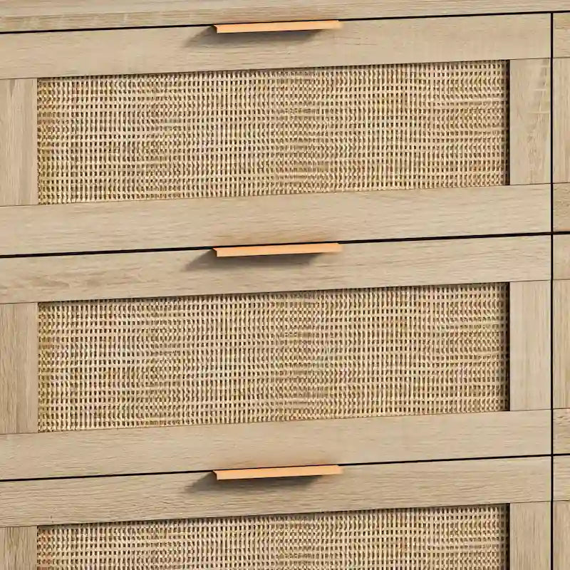 Commode de rangement à 6 tiroirs en rotin naturel