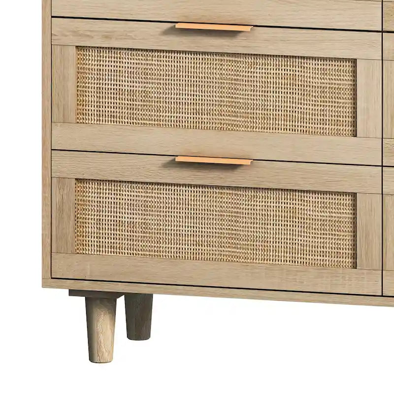 Commode de rangement à 6 tiroirs en rotin naturel