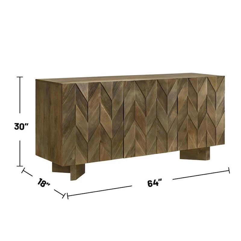 Buffet trois portes à chevrons, brun mangue