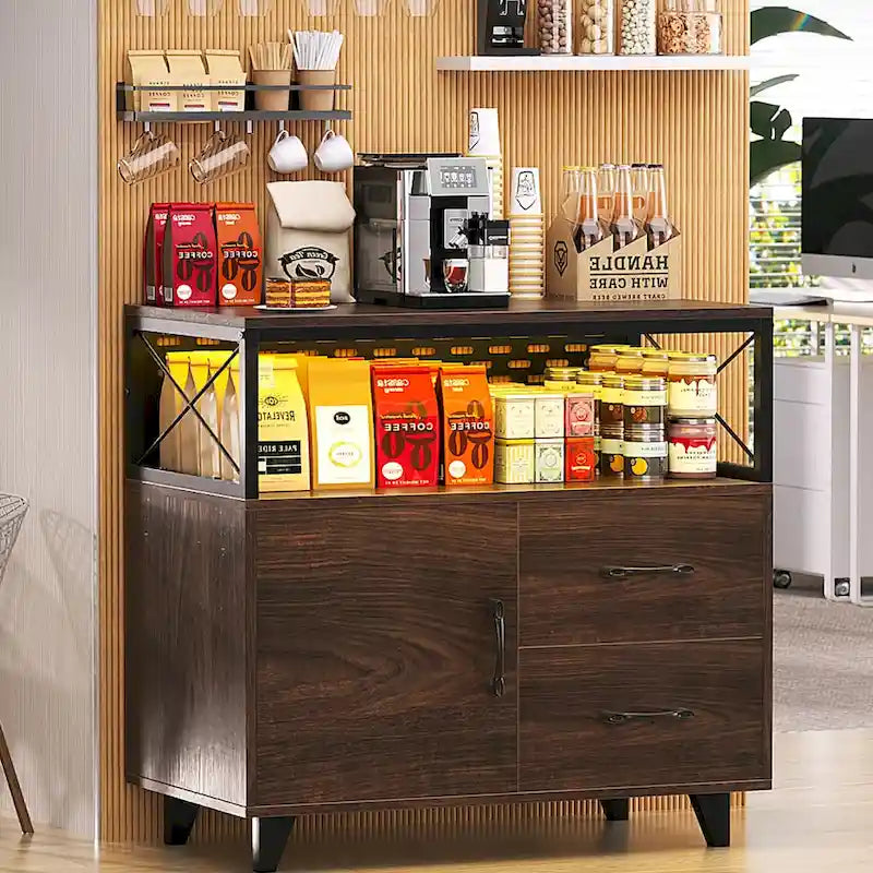 Sideboard Buffet Storage File Cabinet with Drawers and USB Port