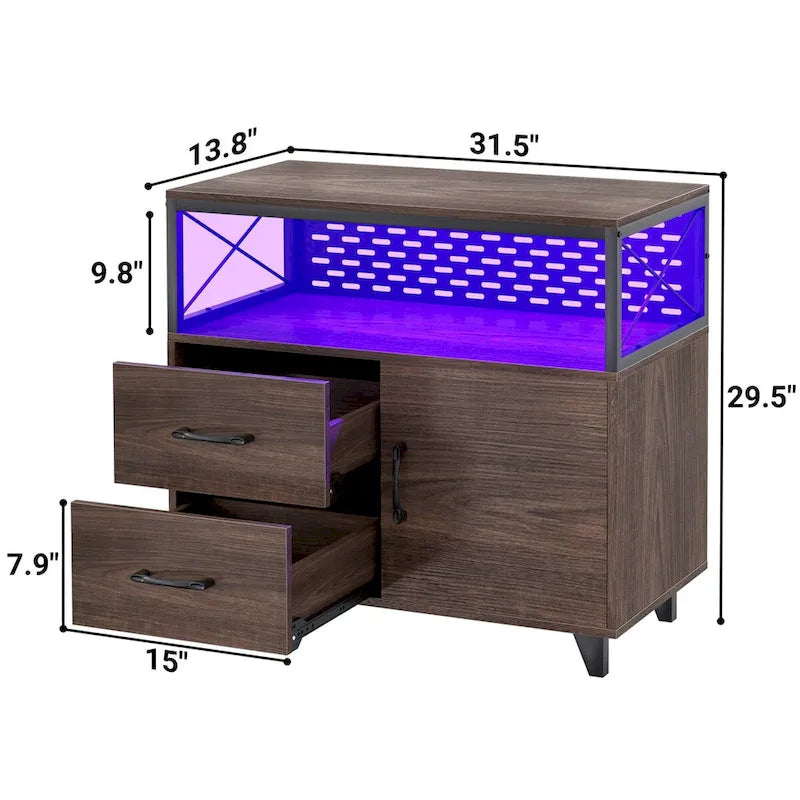 Meuble de rangement avec deux tiroirs et éclairage LED RVB