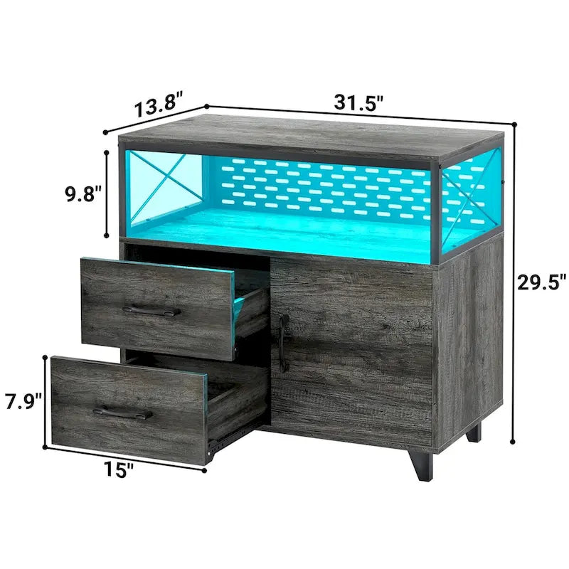 Meuble de rangement avec deux tiroirs et éclairage LED RVB