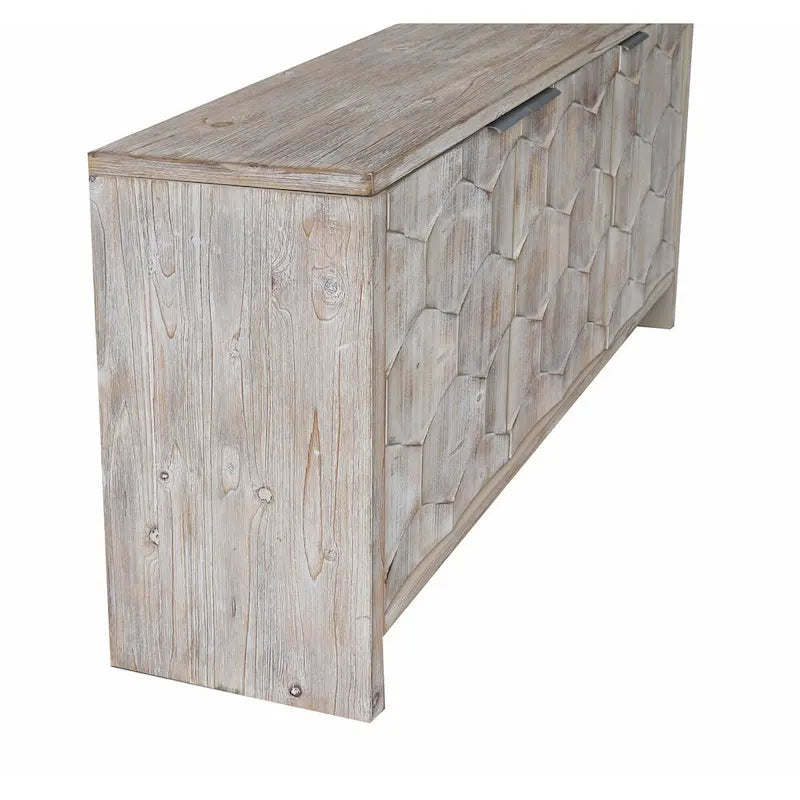 Buffet 3 portes style ferme avec portes en bois géométriques