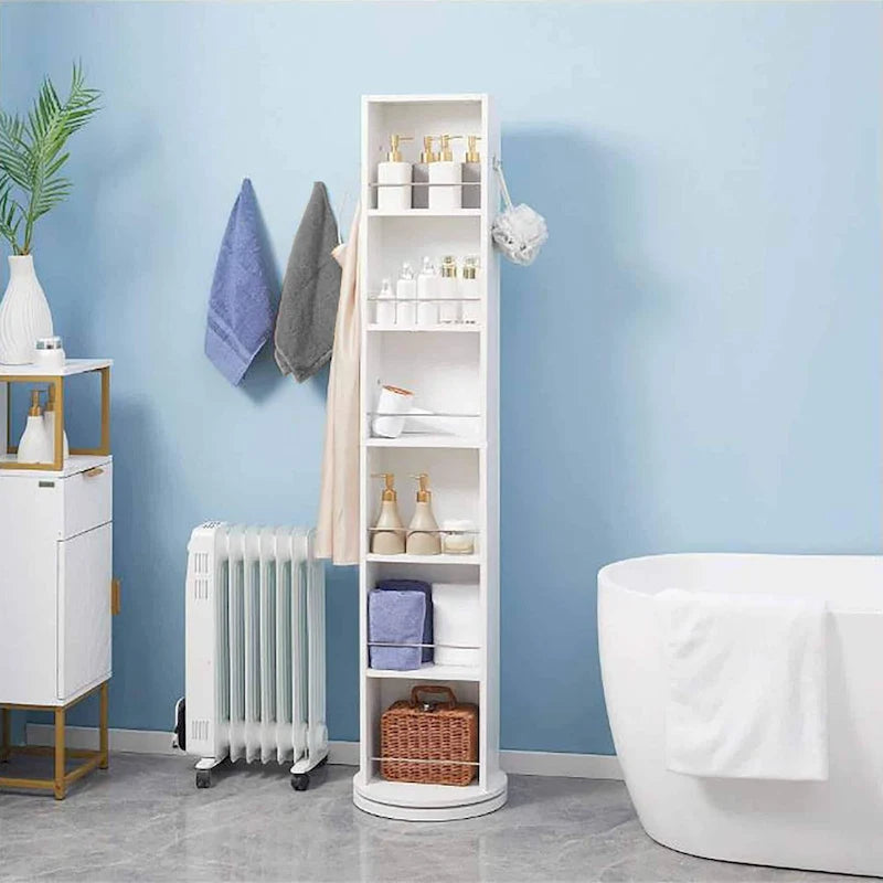 Rotating Storage Cabinet Full-Length Mirror 360-Degree Swivel - 66 5/8H x 12L x 14.4 base diameter