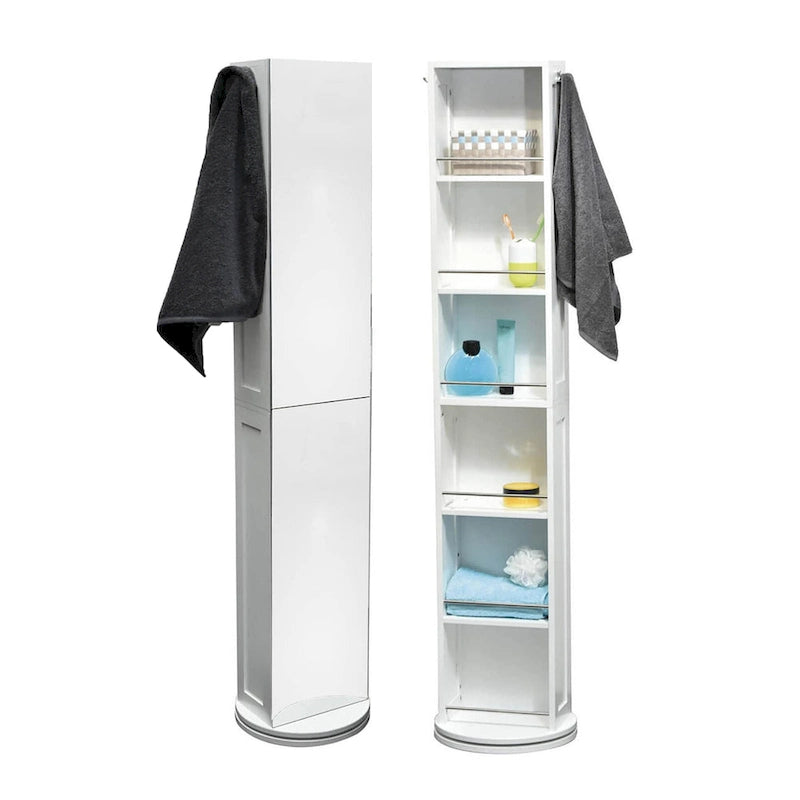 Armoire de rangement pivotante avec miroir pleine longueur et six étagères