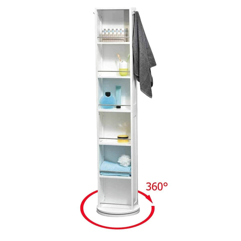 Armoire de rangement pivotante avec miroir pleine longueur et six étagères