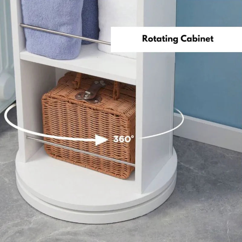 Armoire de rangement pivotante avec miroir pleine longueur et six étagères