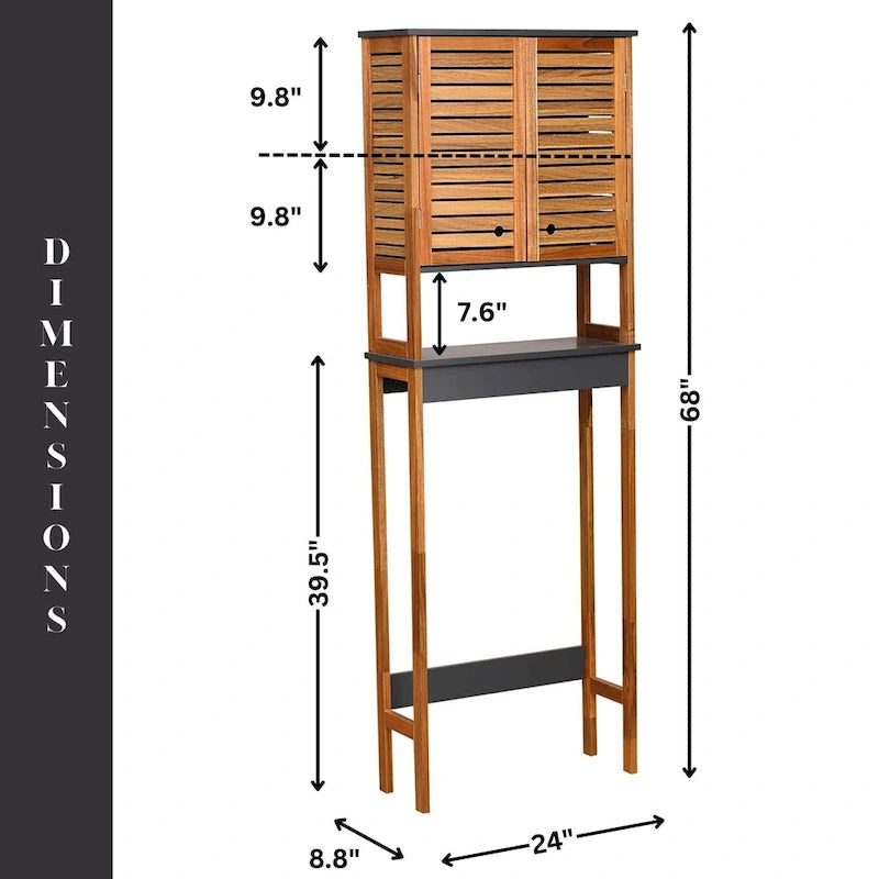 Meuble de rangement au-dessus des toilettes avec portes aérées