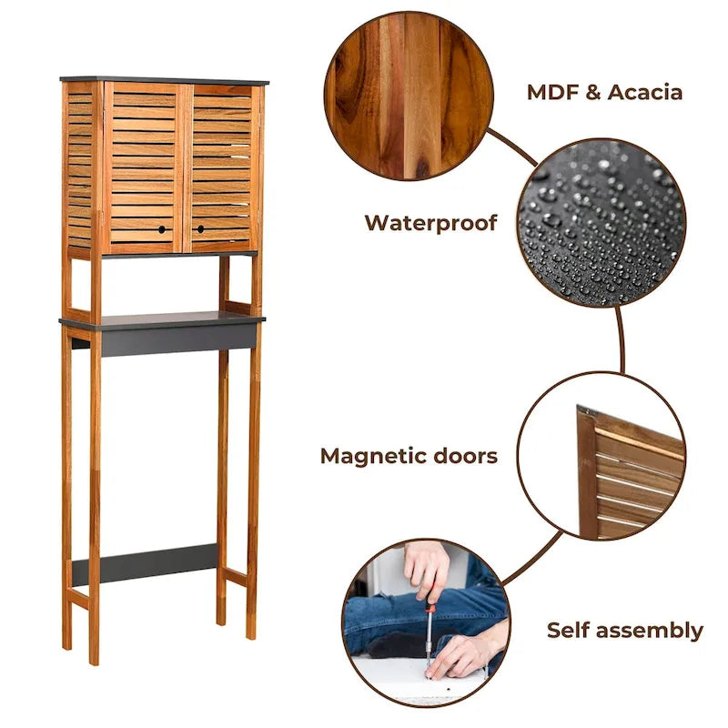 Meuble de rangement au-dessus des toilettes avec portes aérées