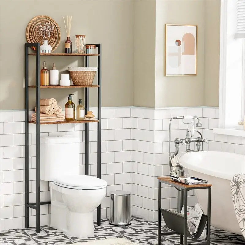 Étagère de rangement à 3 niveaux pour au-dessus des toilettes