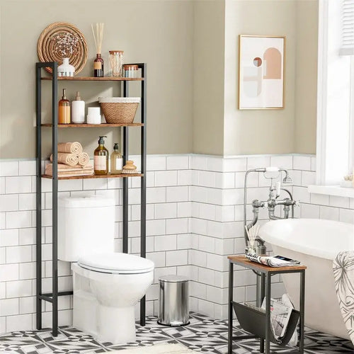 Étagère de rangement à 3 niveaux pour au-dessus des toilettes