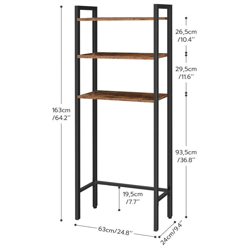 Étagère de rangement à 3 niveaux pour au-dessus des toilettes