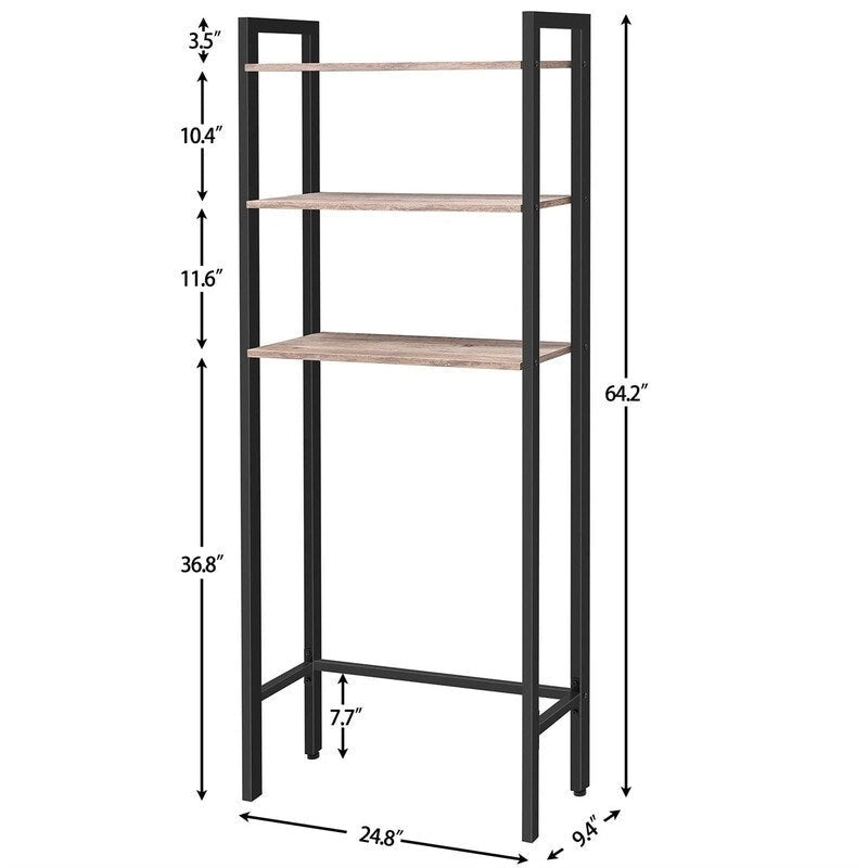 Étagère de rangement à 3 niveaux pour au-dessus des toilettes