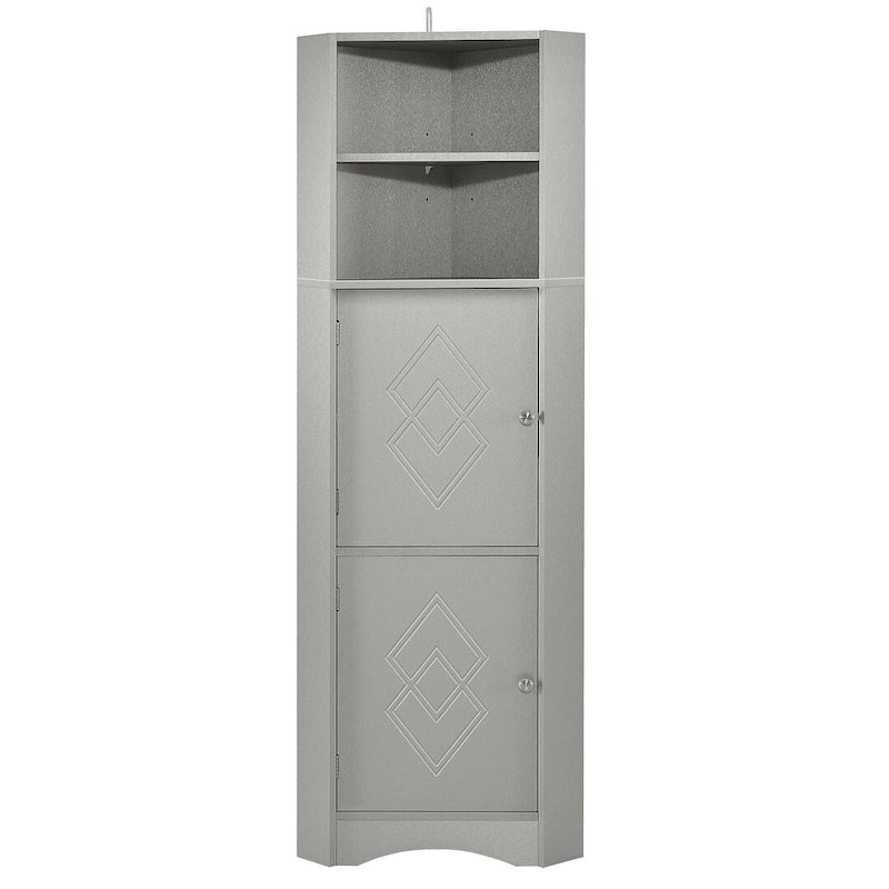Meuble de salle de bain d'angle haut avec deux portes et étagères réglables