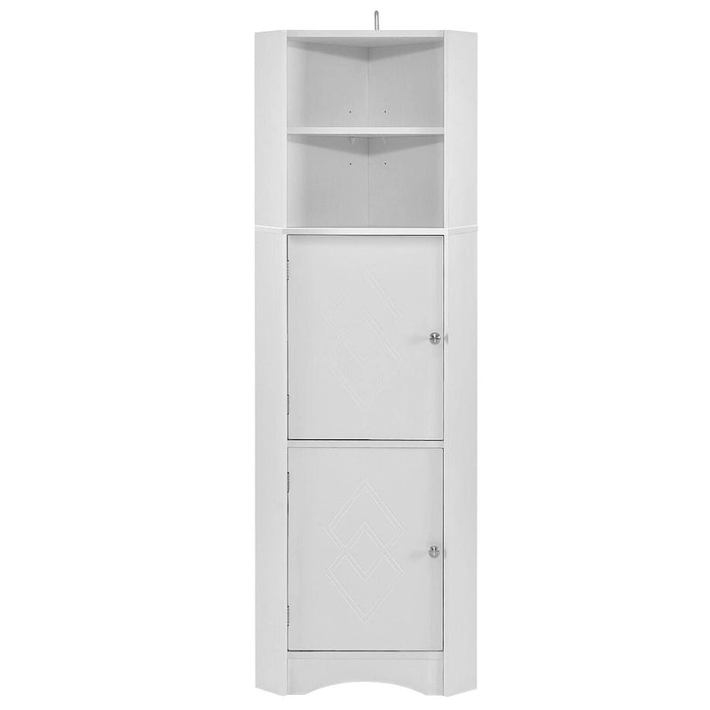 Meuble de salle de bain d'angle haut avec deux portes et étagères réglables