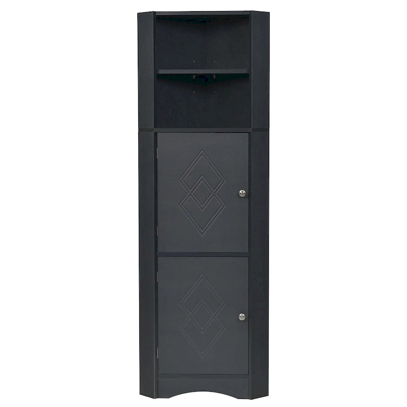 Meuble de salle de bain d'angle haut avec deux portes et étagères réglables