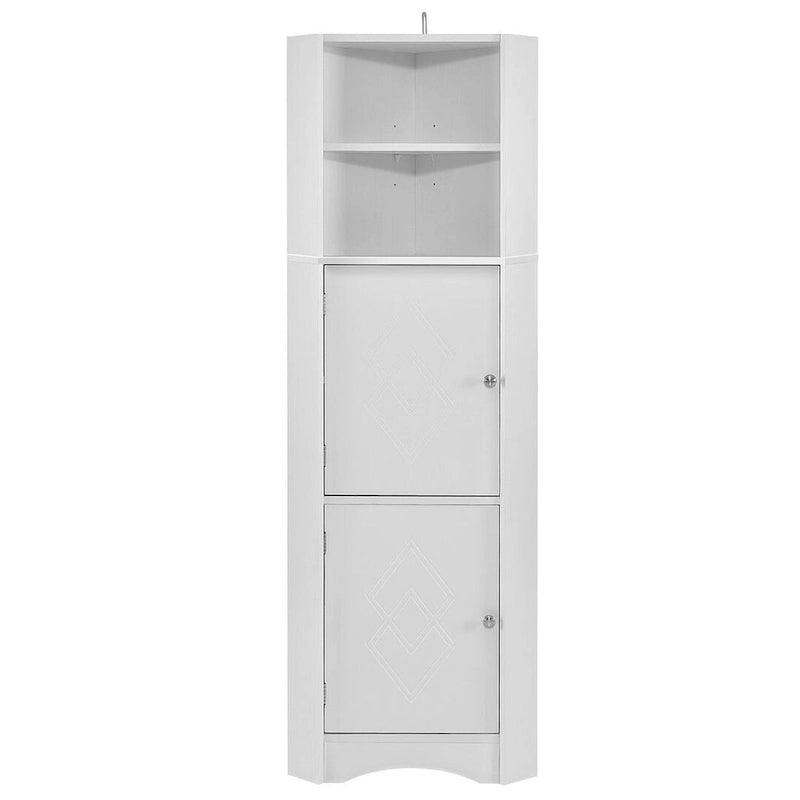 Meuble de salle de bain d'angle haut avec deux portes et étagères réglables