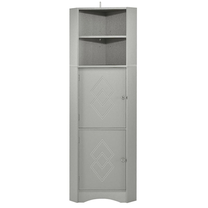 Meuble de salle de bain d'angle haut avec deux portes et étagères réglables