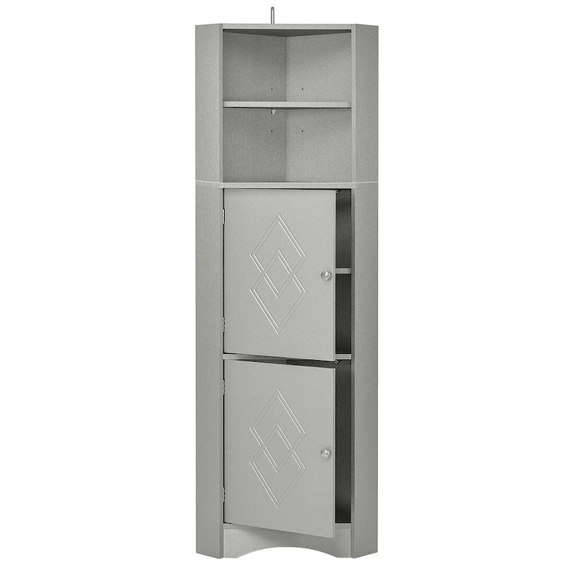 Meuble de salle de bain d'angle haut avec deux portes et étagères réglables