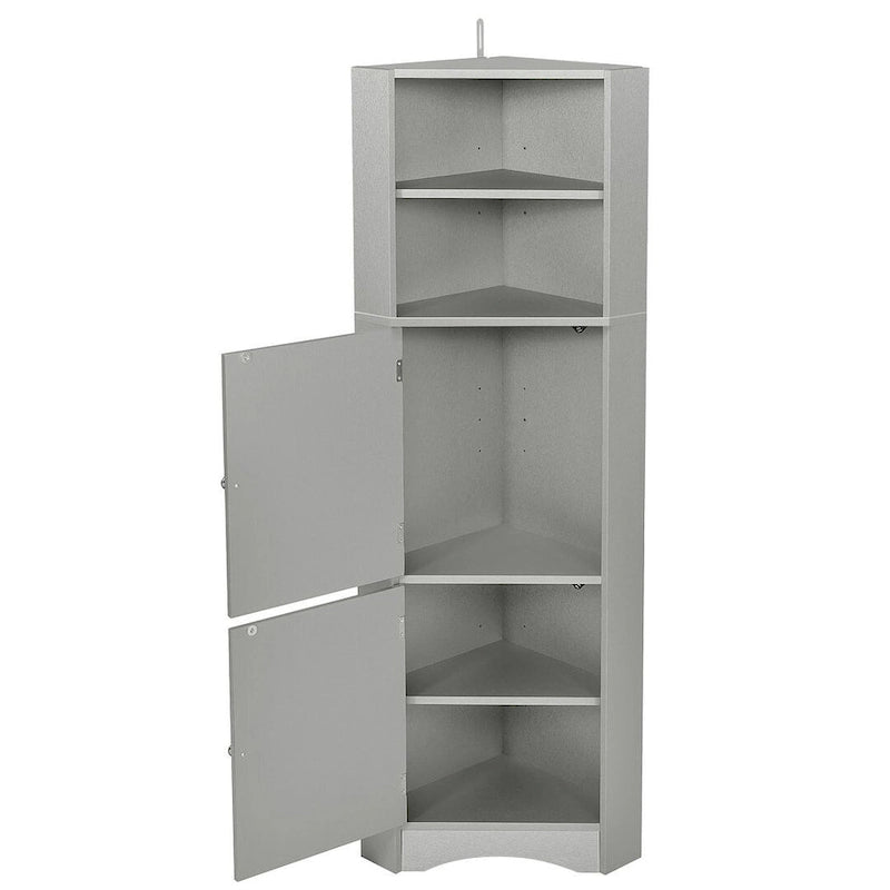 Meuble de salle de bain d'angle haut avec deux portes et étagères réglables