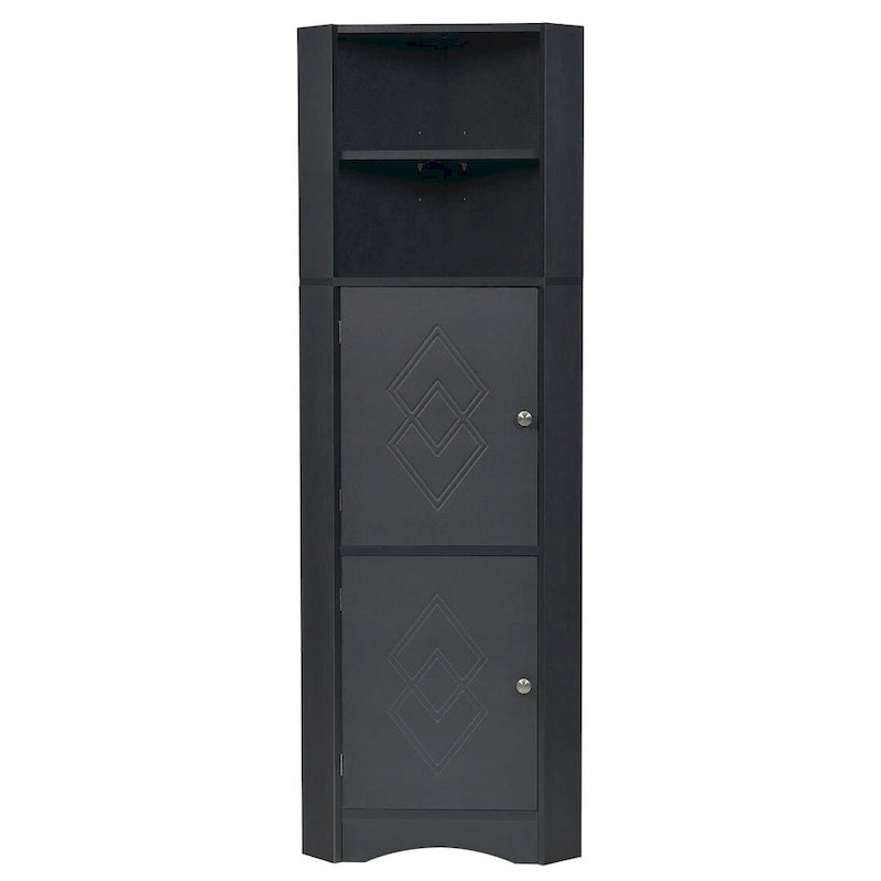 Meuble de salle de bain d'angle haut avec deux portes et étagères réglables