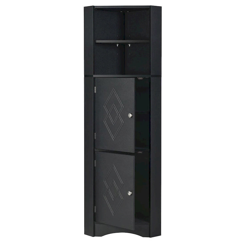 Meuble de salle de bain d'angle haut avec deux portes et étagères réglables