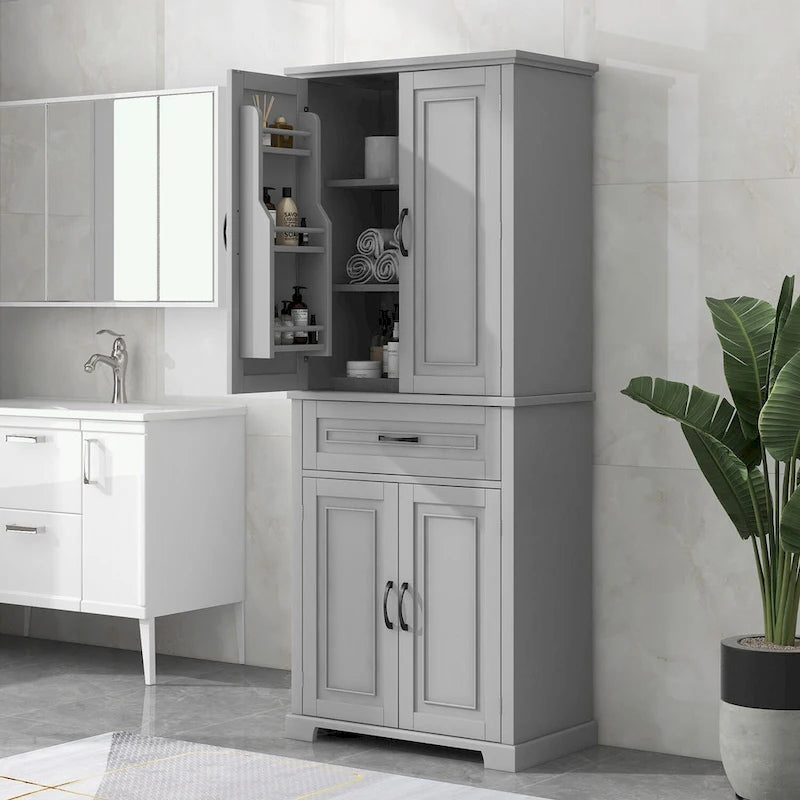 Meuble de rangement haut pour salle de bain avec portes et tiroir