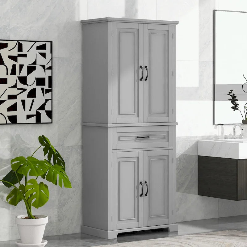 Meuble de rangement haut pour salle de bain avec portes et tiroir