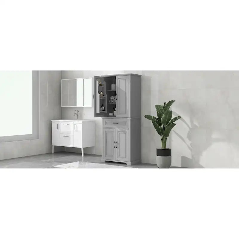Meuble de rangement haut pour salle de bain avec portes et tiroir