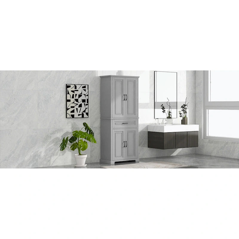 Meuble de rangement haut pour salle de bain avec portes et tiroir