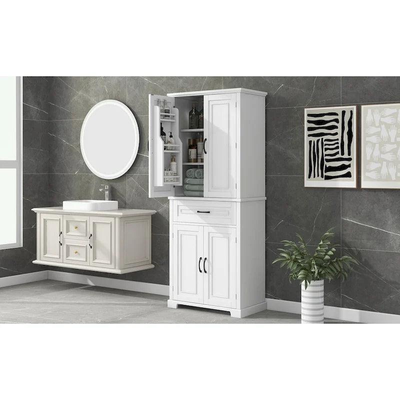 Meuble de rangement haut pour salle de bain avec portes et tiroir