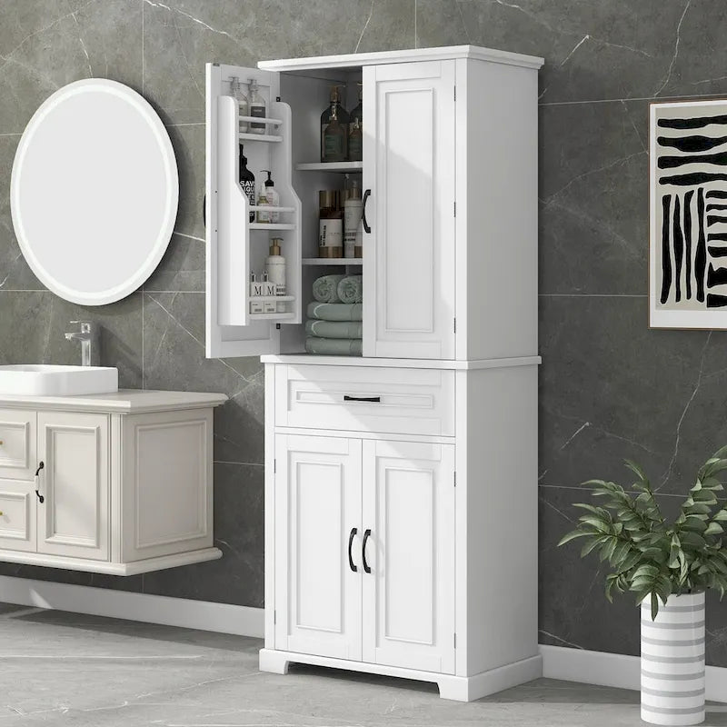 Meuble de rangement haut pour salle de bain avec portes et tiroir