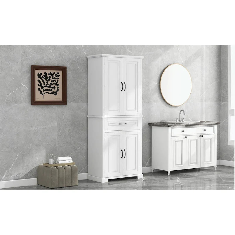 Meuble de rangement haut pour salle de bain avec portes et tiroir