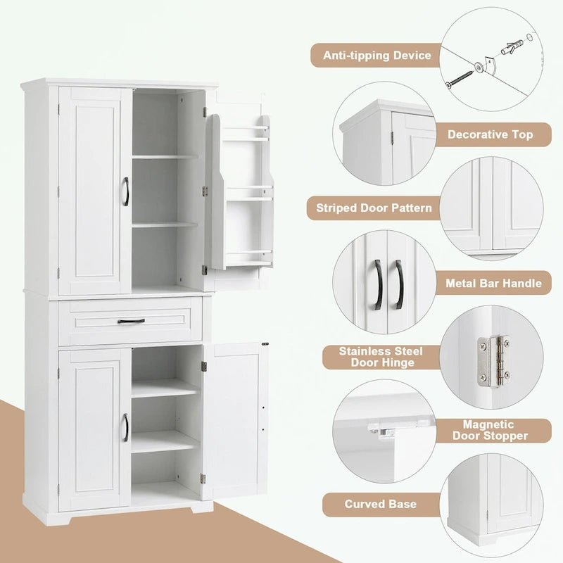 Meuble de rangement haut pour salle de bain avec portes et tiroir