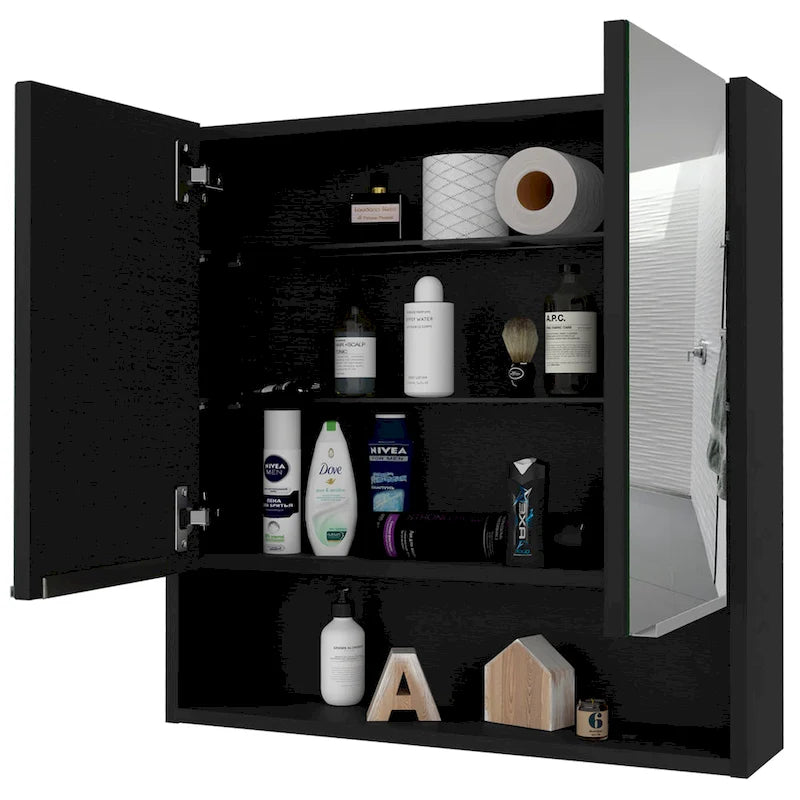 Armoire à pharmacie murale avec portes miroir et étagères de rangement
