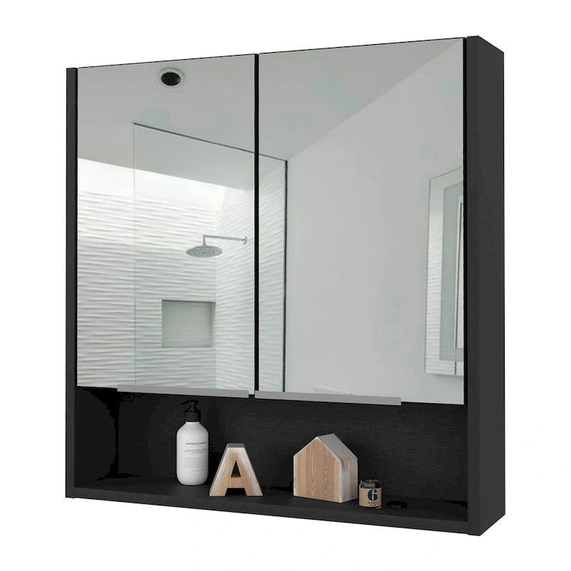 Armoire à pharmacie murale avec portes miroir et étagères de rangement